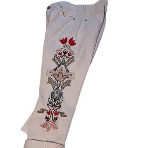 Nine West Cristie Capri Embroidered  Jeans size 4